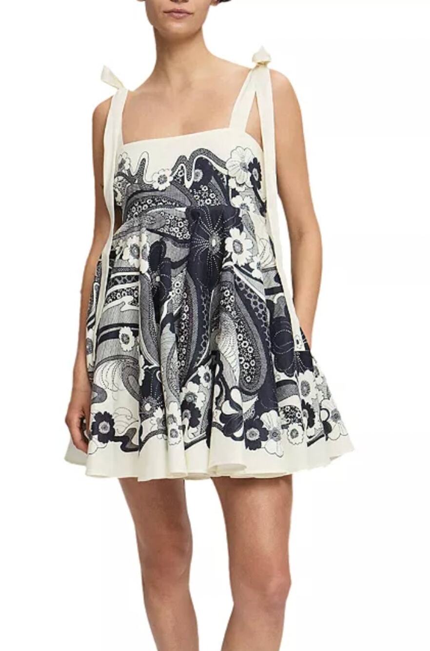 Alémais Mickey Navy White Mini Dress Linen 2 Sundress